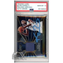 Kevin Garnett 2018-19 Panini Select Select Swatches Autograph Jersey Card #SS-KG PSA/DNA 10 (Light Blue)
