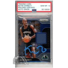 Kevin Garnett 2019-20 Panini Prizm Sensational Swatches Autograph Jersey Card #SS-KGT PSA/DNA 10 (Light Blue)
