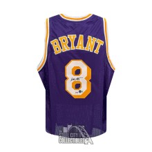 Kobe Bryant Autographed Los Angeles Custom Purple Basketball Jersey - BAS LOA (Stripes)