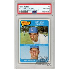 Sandy Koufax & Don Drysdale 1965 Topps N.L. ERA Leaders Card #8 PSA 8 NM-MT