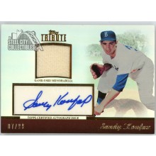 Sandy Koufax 2011 Topps Tribute Jersey Relic Autograph Card #TAR-SK 87/99