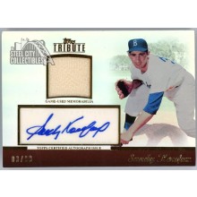 Sandy Koufax 2011 Topps Tribute Jersey Relic Autograph Card #TAR-SK 3/99 (Soft Corner)