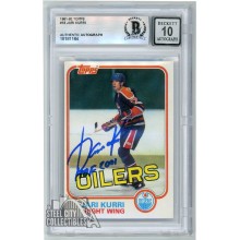 Jari Kurri 1981-82 Topps Rookie Autograph Card #18 HOF 2001 BAS 10