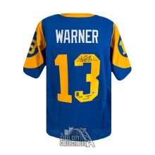 Kurt Warner SB XXXIV MVP Autographed Saint Louis Custom Blue Football Jersey - BAS