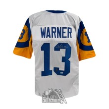 Kurt Warner Autographed St Louis White Custom Football Jersey - BAS