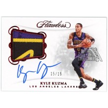 Kyle Kuzma 2018-19 Panini Flawless Ruby Game-Used Patch Autograph Card #PA-KKZ 15/15