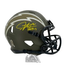 LaDainian Tomlinson HOF 17 Autographed San Diego Chargers Salute to Service Mini Football Helmet - BAS