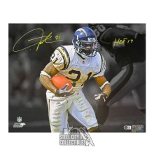 LaDainian Tomlinson HOF 17 Autographed San Diego 16x20 Photo - BAS (Holding Ball, Dark Background)
