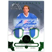 Guy Lafleur 2017-18 Upper Deck Artifacts Green Dual Patch Auto Card #147 8/8