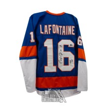 Pat LaFontaine Autographed New York HOF 03 Custom Hockey Jersey - BAS