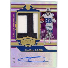 CeeDee Lamb 2020 Panini Plates & Patches Rookie Patch Autograph Purple Card # RPA-CD 21/25