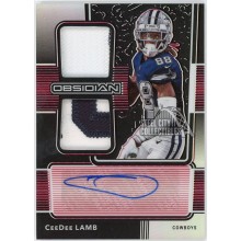 CeeDee Lamb 2020 Panini Obsidian Rookie Jersey Ink Red Rookie Patch Autograph Card #RJI-7 06/10