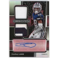CeeDee Lamb 2020 Panini Obsidian Rookie Jersey Ink Red Rookie Patch Autograph Card #RJI-7 02/10