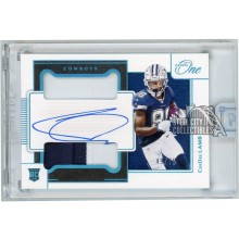 CeeDee Lamb 2020 Panini One Rookie Dual Patch Autograph Blue Card #35 49/75
