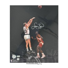 Larry Bird Autographed Boston 16x20 Basketball Photo - BAS (Jump Shot / White Ink)