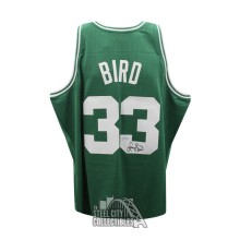 Larry Bird Autographed Boston Mitchell and Ness Basketball Jersey LG - PSA