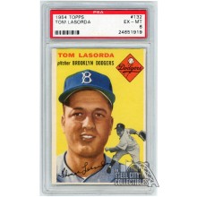 Tom Lasorda 1954 Topps Baseball Card #132 PSA 6 EX-MT