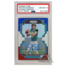 Trevor Lawrence 2021 Panini Prizm Red White Blue Autograph RC Card #331 PSA/DNA 10 (Light Blue)