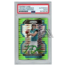Trevor Lawrence 2021 Panini Prizm Neon Green Pulsar Autograph RC Card #331 PSA/DNA (Green)