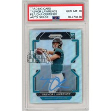 Trevor Lawrence 2021 Panini Prizm Silver Variation Autograph Rookie Card #V331 PSA/DNA 10 (Light Blue)