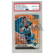 Trevor Lawrence 2021 Panini Mosaic Reactive Orange Autograph RC Card #301 PSA/DNA 10 (Light Blue)