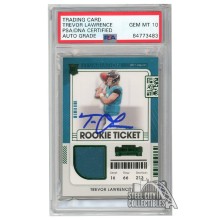 Trevor Lawrence 2021 Panini Contenders Rookie Jersey Variation Green Autograph Card #RSV-TRL PSA/DNA 10