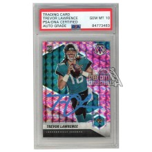 Trevor Lawrence 2021 Panini Mosaic Camo Pink Autograph RC Card #301 PSA/DNA 10 (Light Blue)