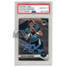 Trevor Lawrence 2021 Panini Mosaic Autograph Rookie Card #301 PSA/DNA 10 (Light Blue)