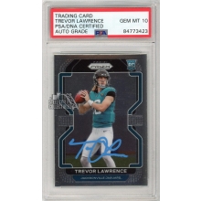 Trevor Lawrence 2021 Panini Prizm Autograph Rookie Card #331 PSA/DNA 10 (Light Blue)
