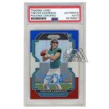 Trevor Lawrence 2021 Panini Prizm Red White Blue Autograph RC Card #331 PSA/DNA (Light Blue)