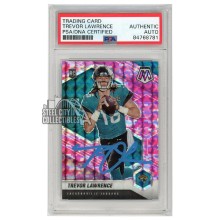 Trevor Lawrence 2021 Panini Mosaic Camo Pink Autograph RC Card #301 PSA/DNA (Light Blue)