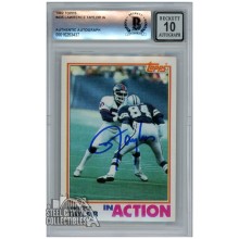 Lawrence Taylor 1982 Topps In Action Autograph Rookie Card #435 BAS 10