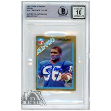 Lawrence Taylor 1982 Topps Stickers AP Foil Autograph Rookie Card #144 BAS 10