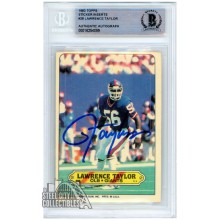 Lawrence Taylor 1983 Topps Stickers Autograph Football Card #28 BAS