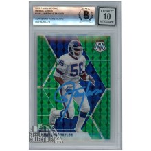 Lawrence Taylor 2020 Panini Mosaic Green Autograph Football Card #154 BAS 10 (Light Blue)