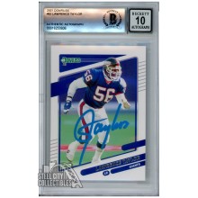 Lawrence Taylor 2021 Donruss Autograph Football Card #83 BAS 10 (Light Blue)