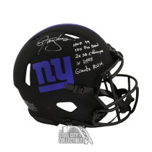 Lawrence Taylor 5 Stats Autographed New York Authentic Full-Size Eclipse Football Helmet - BAS (White Ink)