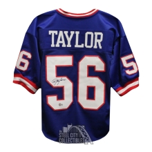 Lawrence Taylor Autographed New York Custom Blue Football Jersey - BAS