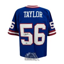 Lawrence Taylor Autographed New York Mitchell & Ness Blue Football Jersey - BAS (L)