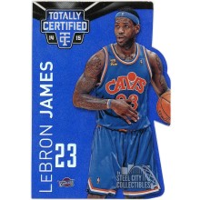 LeBron James 2014-15 Panini Totally Certified Dribbling Mirror Platinum Blue Die-Cut Card #11 54/74
