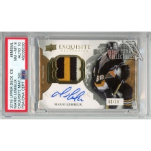 Mario Lemieux 2016-17 Upper Deck Ice Exquisite Patch Autograph Card #EMS-ML 2/10 PSA 8 AUTO 10