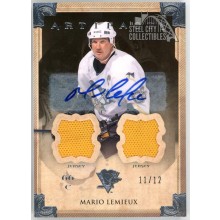 Mario Lemieux 2013-14 Upper Deck Artifacts Dual Patch Autograph Card #54 11/12