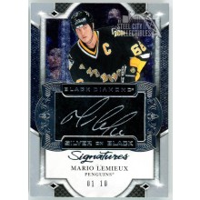 Mario Lemieux 2019-20 Upper Deck Black Diamond Silver On Black Auto Card 01/10