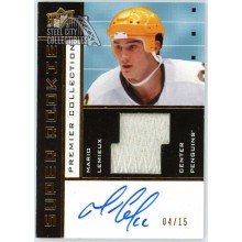 Mario Lemieux 2016-17 Upper Deck Premier Super Rookie Patch Autograph Card #SRV-ML 4/15