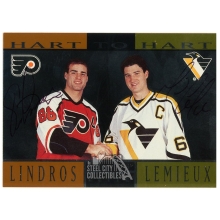 M Lemieux & E Lindros 1996-97 Donruss Elite Hart To Hart Dual Auto Card 436/500