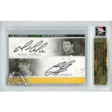 Mario Lemieux Ron Francis 2005-06 In The Game Ultimate Dual Autograph Card 11/34