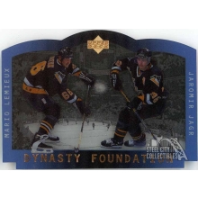 Mario Lemieux Jaromir Jagr 1996-97 Upper Deck Dynasty Foundation Die-Cut Card #S7