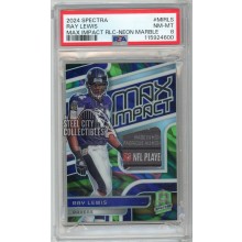 Ray Lewis 2024 Panini Spectra Max Impact Neon Marble Tag Patch Card #MI-RLS 4/4 PSA 8