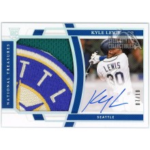 Kyle Lewis 2020 Panini National Treasures Rookie Logo Patch Autograph Card #183 07/10