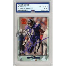 Ray Lewis 1996 Topps Stadium Club Autograph Rookie Card #351 PSA/DNA (Purple)